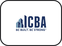 The icba logo promoting inclusive employment opportunities in BC through the words "bc built, bc strong.