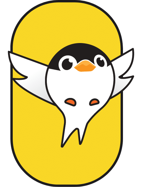 A new arrival logo featuring a white and yellow penguin on a yellow background.